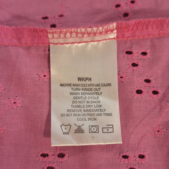 Wrangler Western Pink Eyelet Button-Up Women's Top Medium *L - Picture 4 of 5